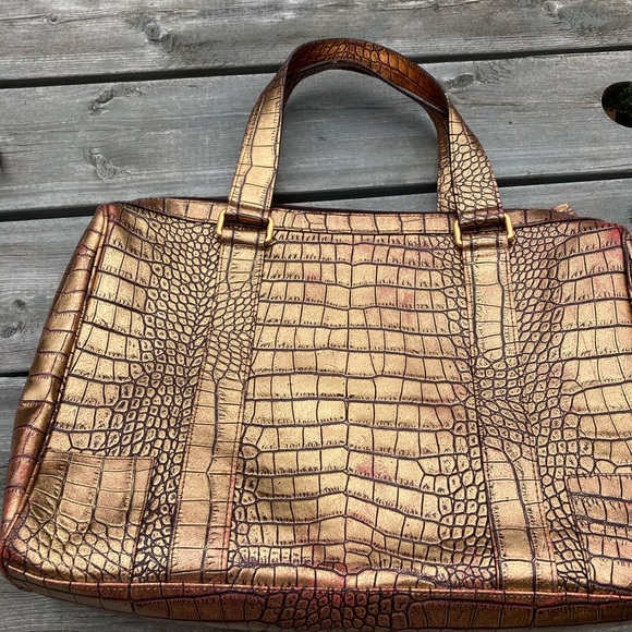 Falor Italian Leather Croc Print Large Bag Excellent Used Condition. - Picture 2 of 12
